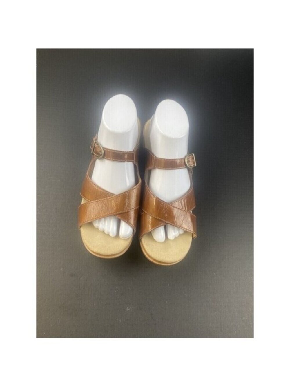Dansko Bronze Patent Leather Criss Cross Strappy Slides Sandals Clogs  Size 41 - Picture 2 of 16